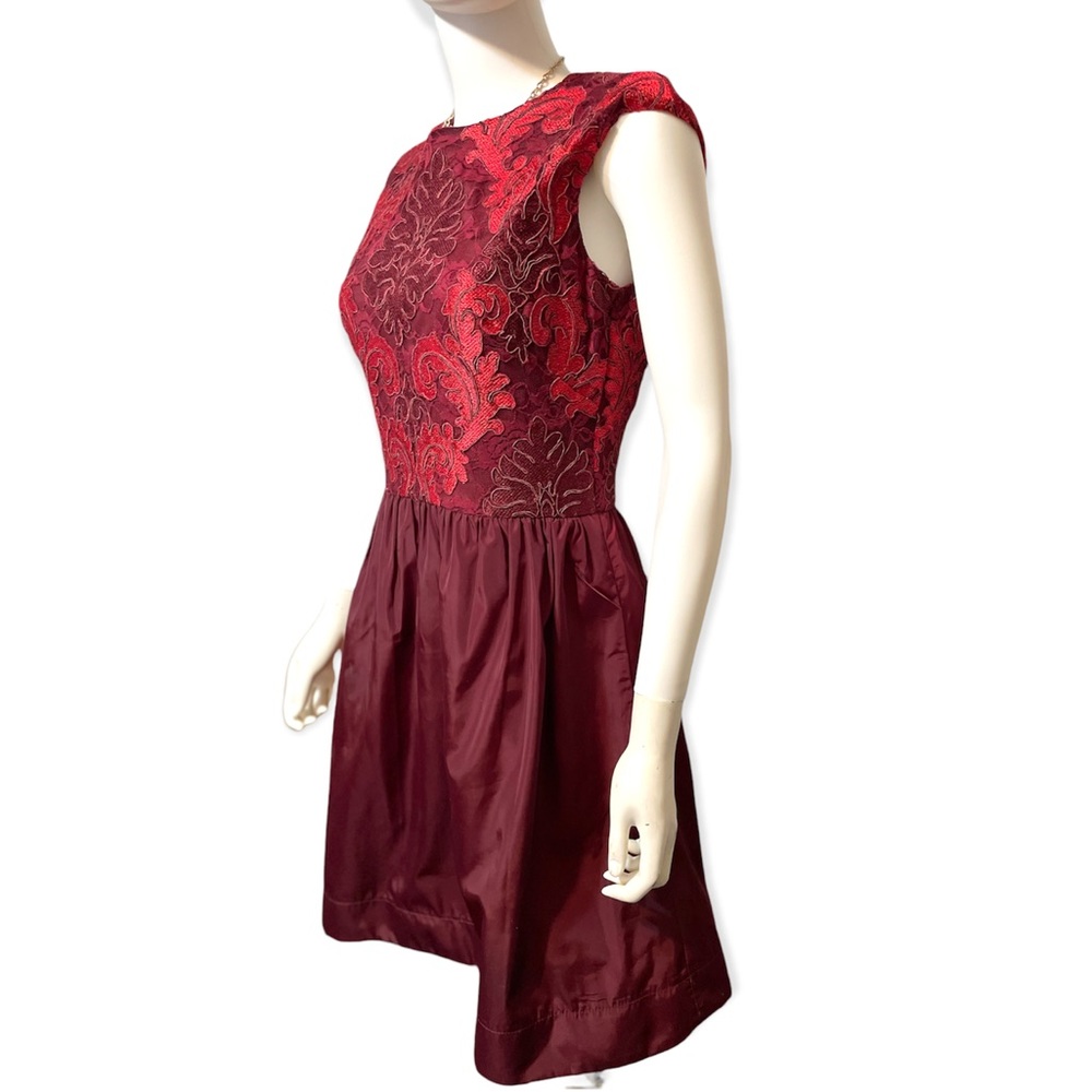 Taylor Red embroidered Pouf Dress - Picture 3 of 4